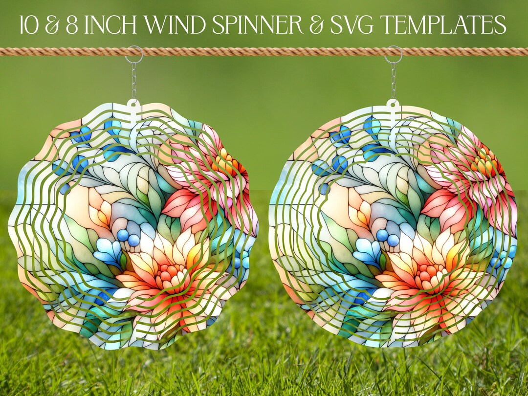 3D Flowers Wind Spinner Stained Glass Sublimation Design Template ...