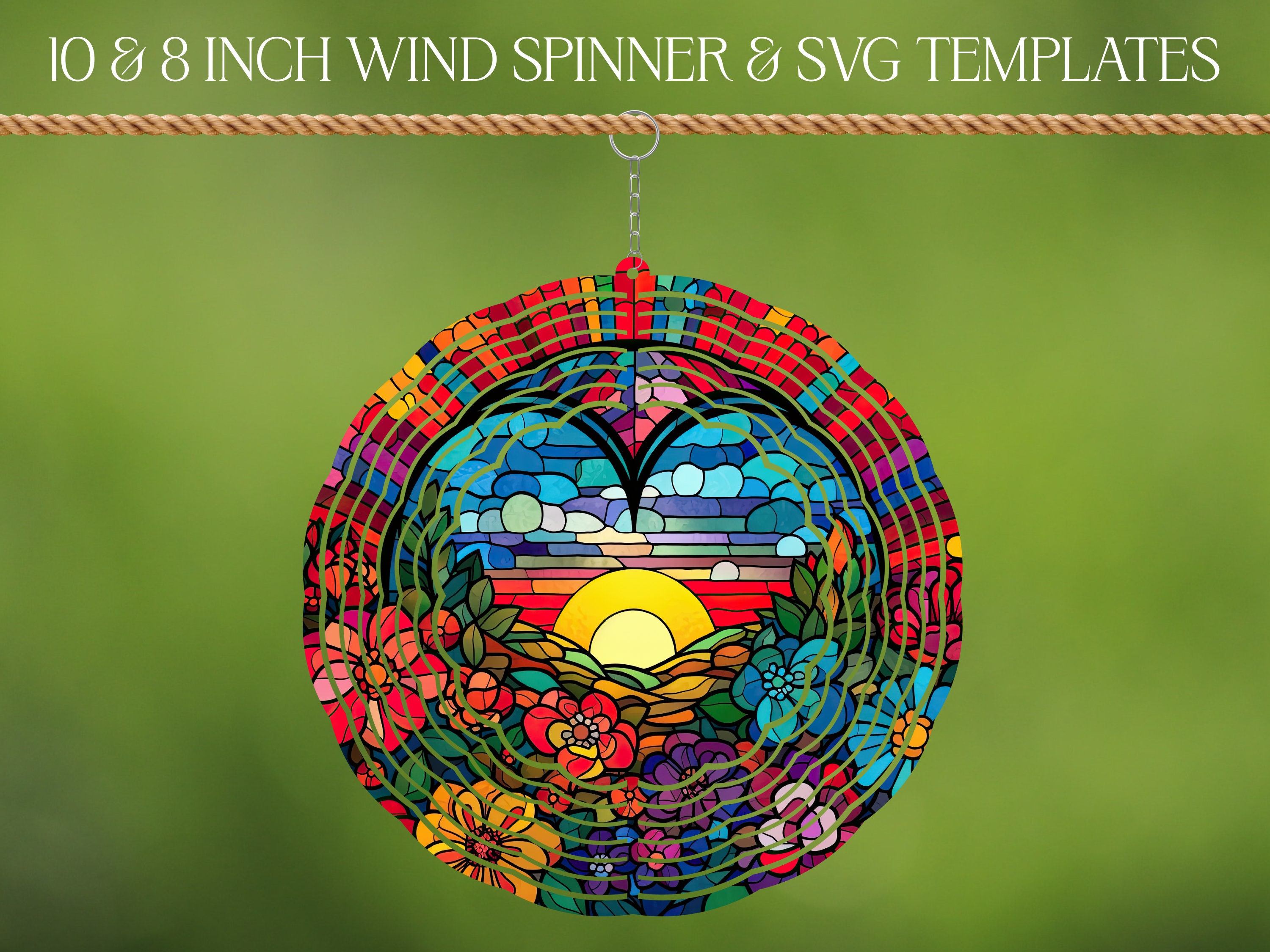 Wind Spinner Stained Glass Sublimation Design Template, Wind Spinner ...