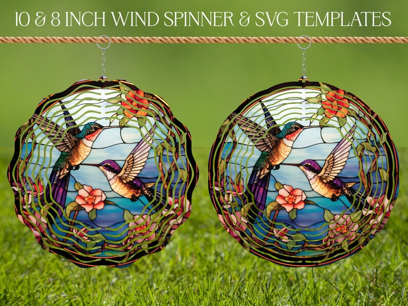 Hummingbird Wind Spinner Stained Glass Sublimation Design Template ...