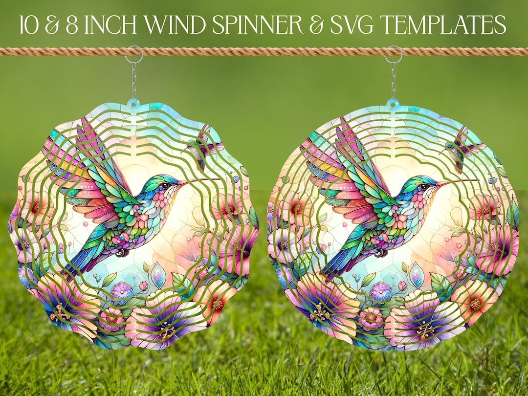 Hummingbird Wind Spinner Stained Glass Sublimation Design Template ...