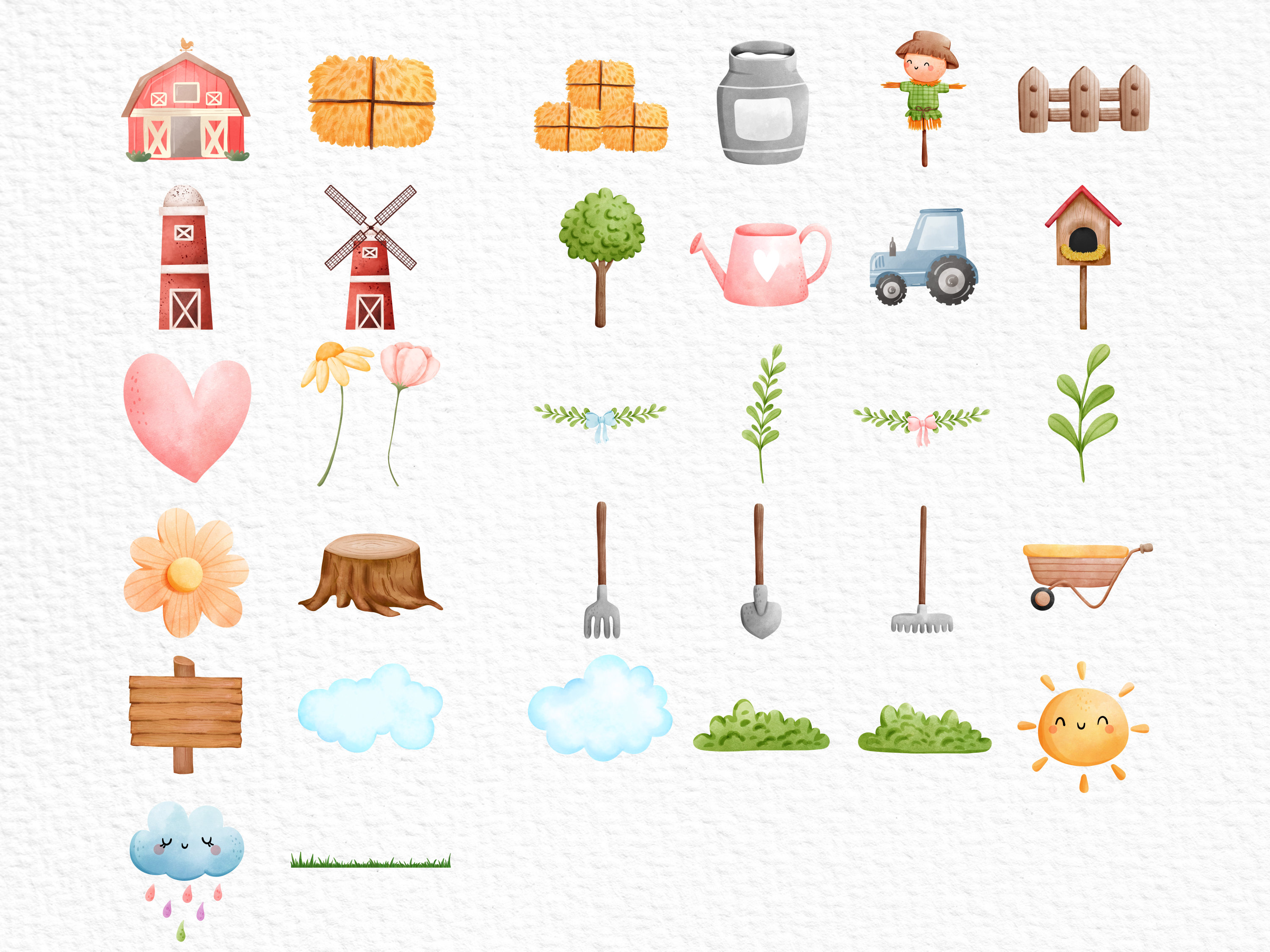Cute Baby Farm Animals Clipart, Farmyard Watercolor Clip Art, Baby ...