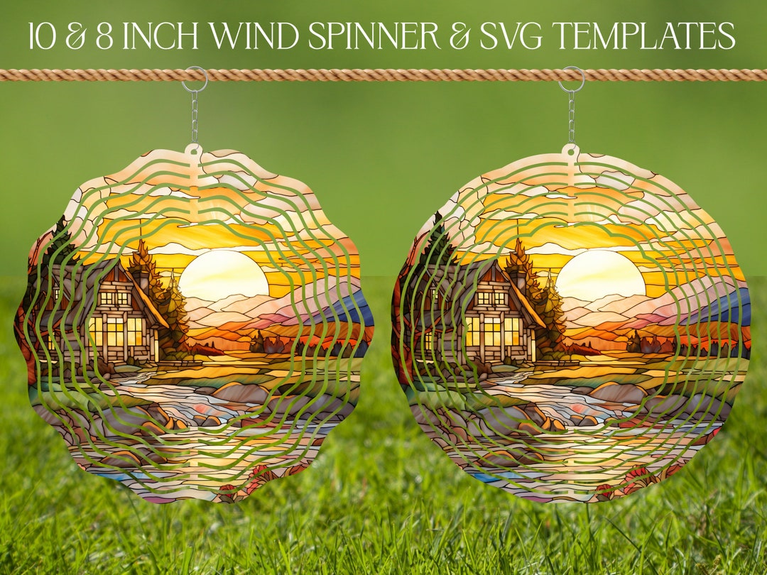 Farmhouse Wind Spinner Stained Glass PNG Sublimation Design Template ...