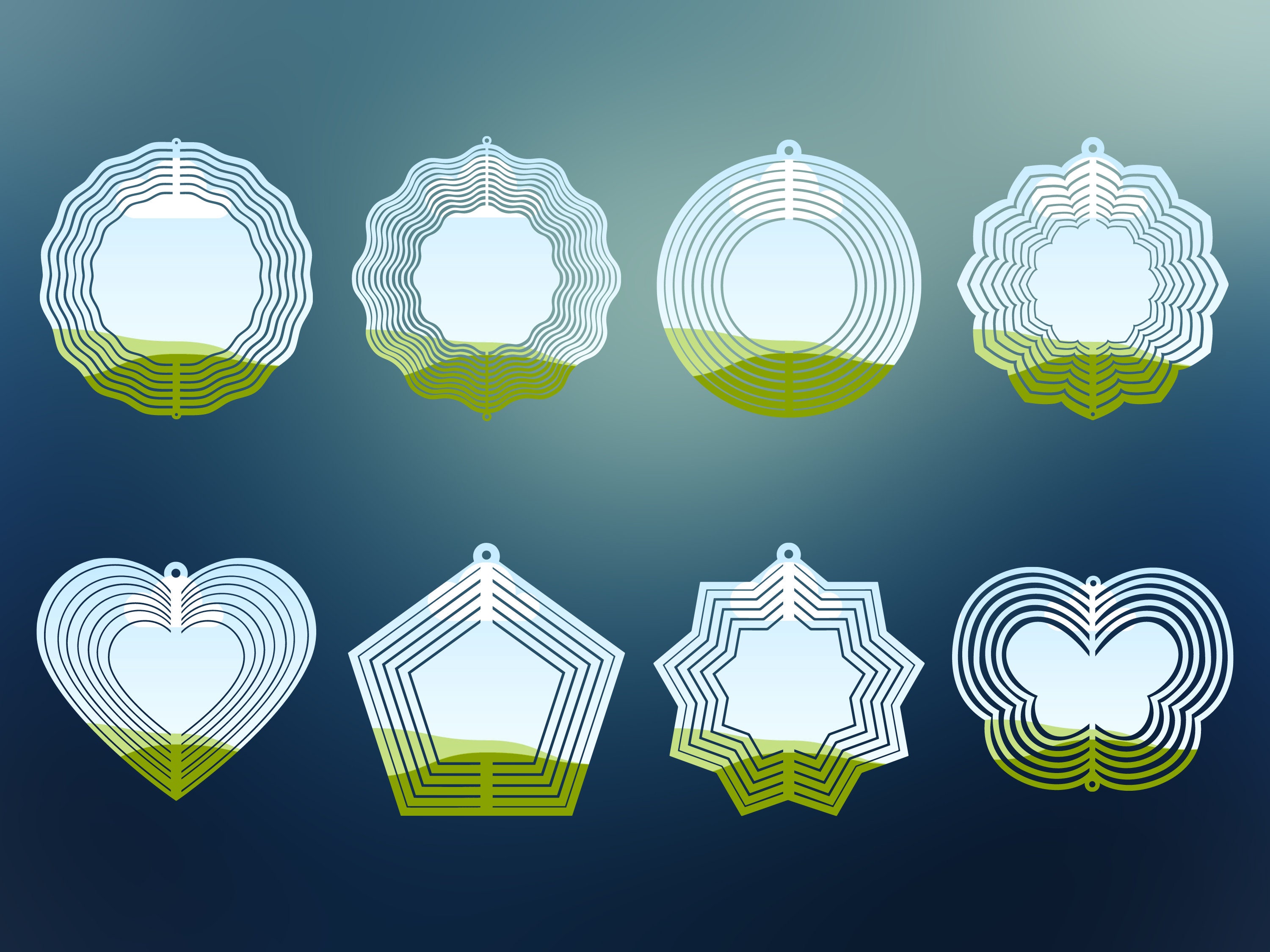 Spinner Sign Frame Editable Wind Spinner Canva Frame Bundle Set of 16 Design Mockup Frames ...