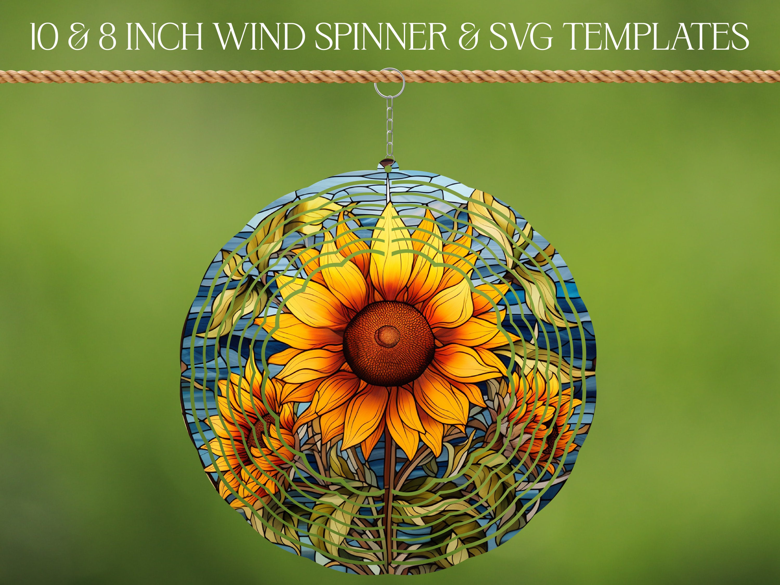 Sunflower Wind Spinner Stained Glass Sublimation Design Template, Wind ...