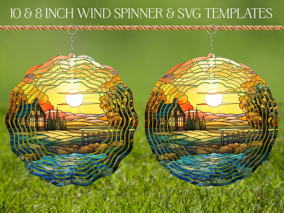 Farmhouse Wind Spinner Stained Glass PNG Sublimation Design Template ...