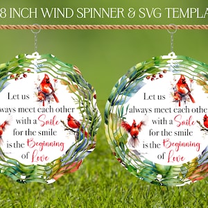 Cardinal Bird Wind Spinner Stained Glass Sublimation Design Template, Wind Spinner SVG 10 and 8 inch Round Sublimation Hanging Spinners png