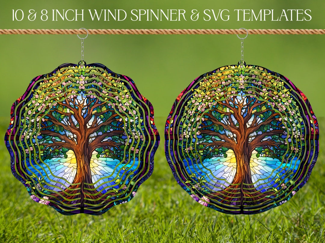 Tree of Life Wind Spinner Stained Glass Sublimation Design Template ...