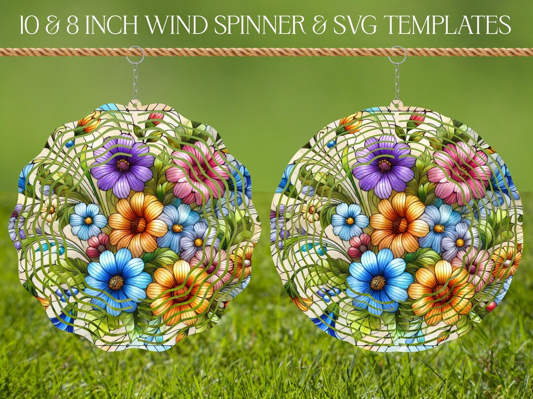 3D Flowers Wind Spinner Stained Glass Sublimation Design Template ...