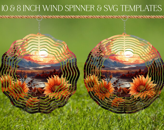 Sunflowers Wind Spinner Stained Glass Sublimation Design Template, Wind ...