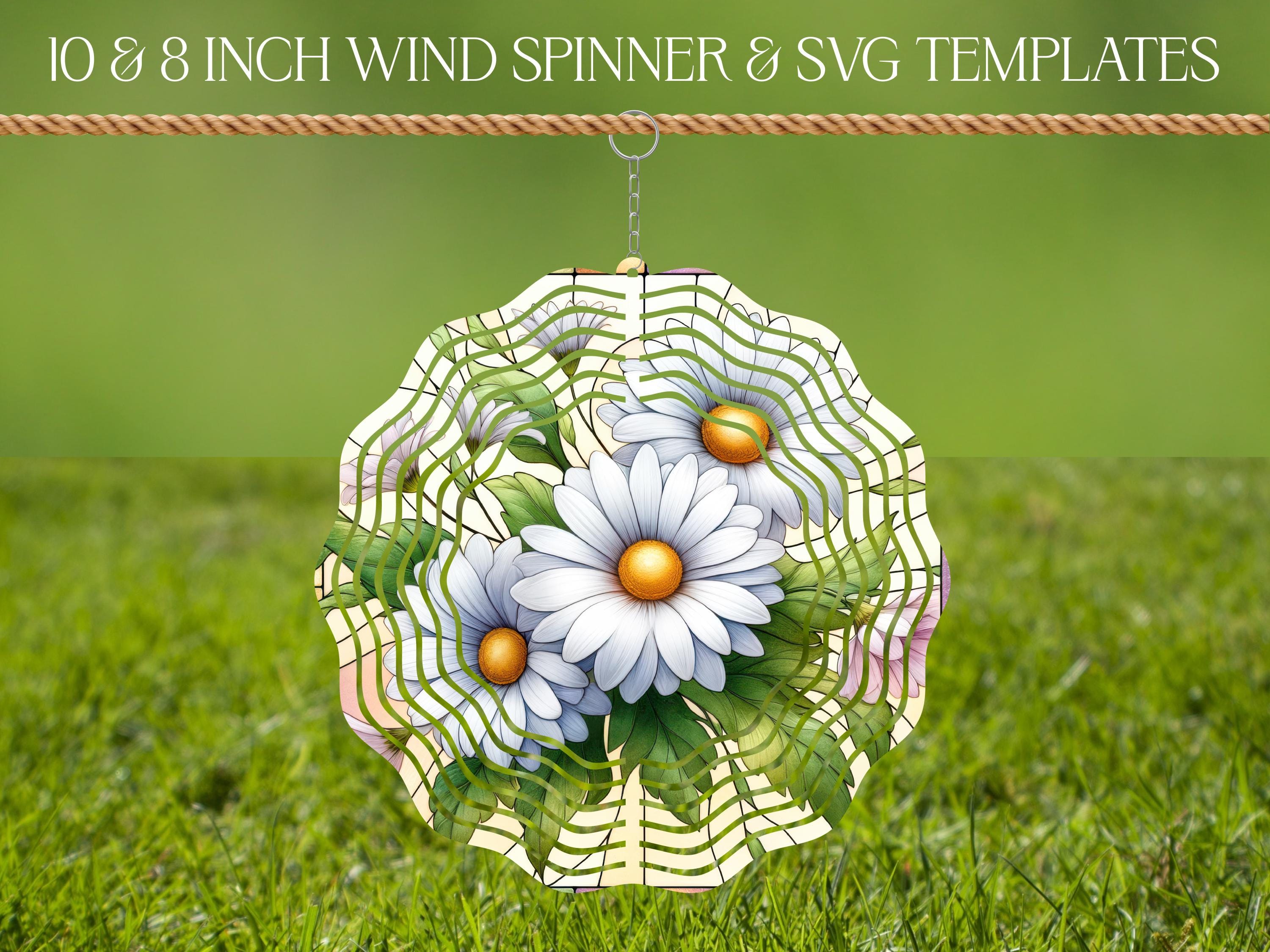 3D Daisy Wind Spinner Stained Glass Sublimation Design Template ...