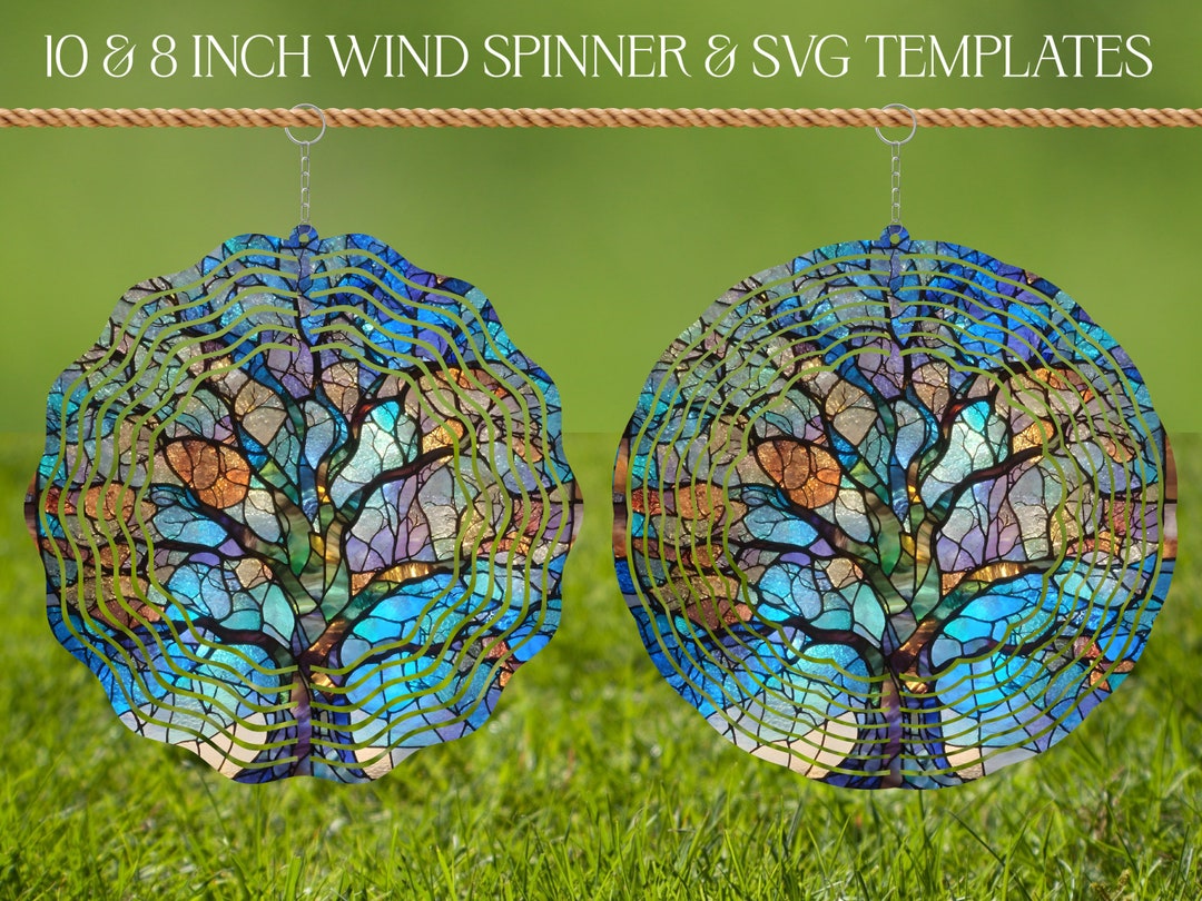 Tree Wind Spinner Stained Glass Sublimation Design Template, Wind ...