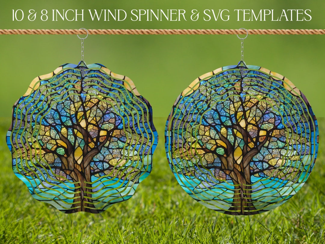 Tree Wind Spinner Stained Glass Sublimation Design Template, Wind ...