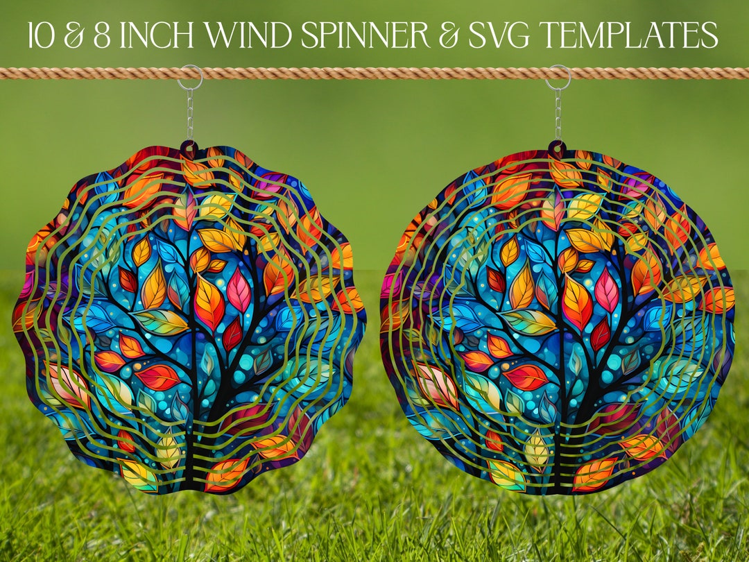 Wind Spinner Stained Glass Sublimation Design Template Fall Wind ...
