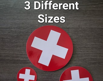 Vinyl Rounded Switzerland Flag Sticker - 4pc