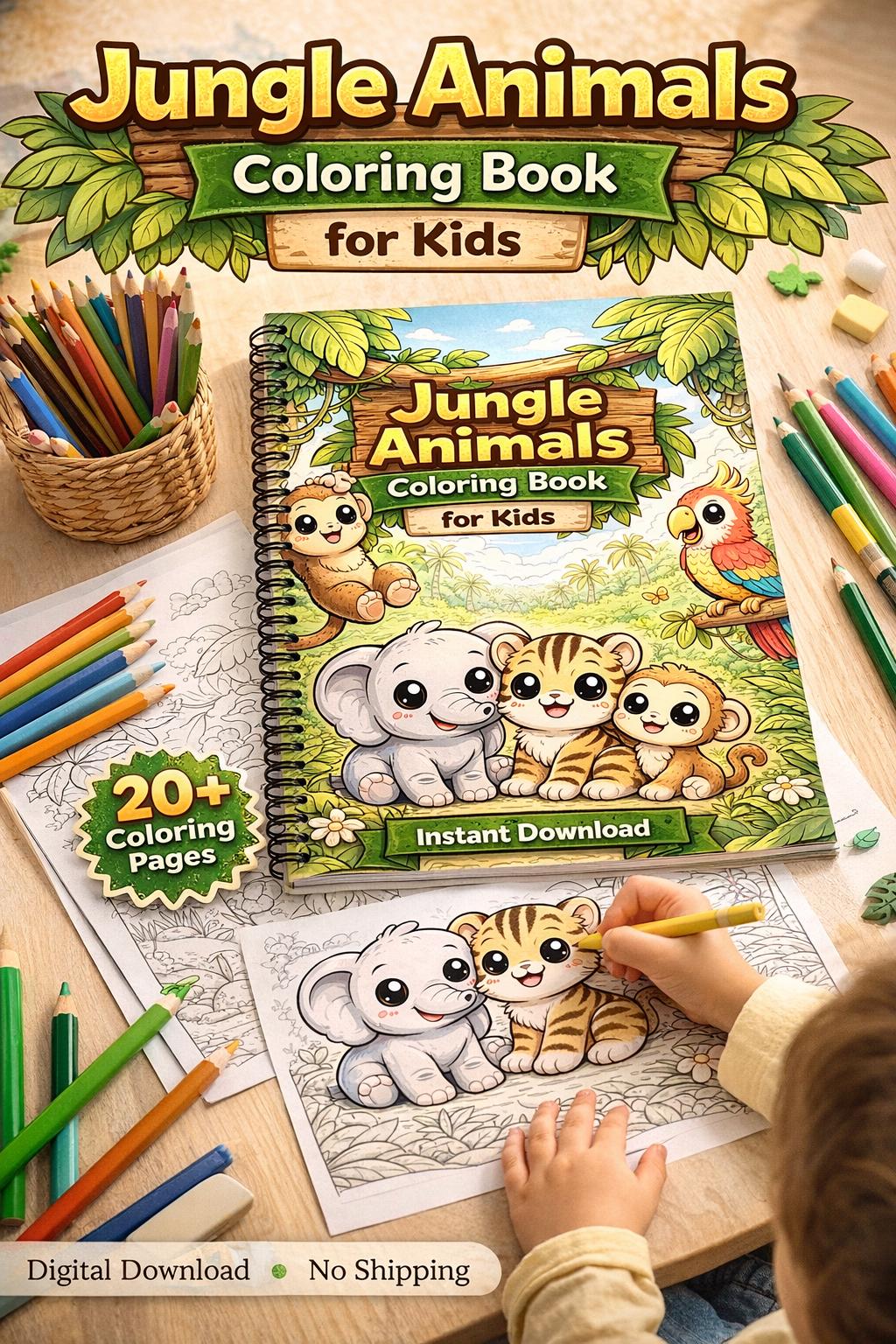 Jungle Animals Coloring Pages for Kids Printable – 20+ Cute Safari ...