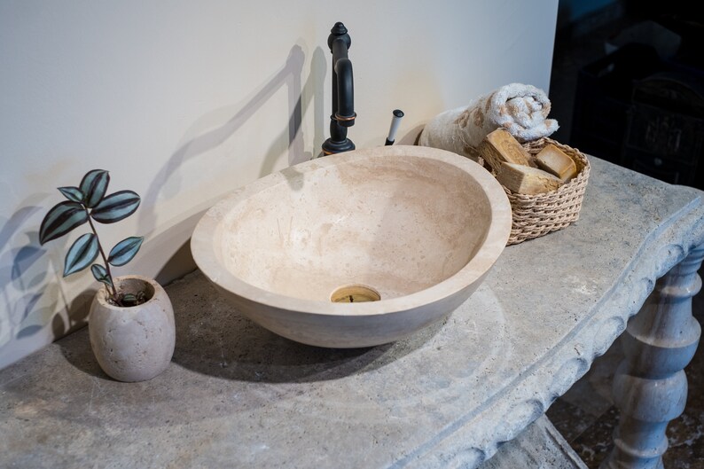 Travertine Sink Bathroom Sink Made of Natural Travertine Stone With