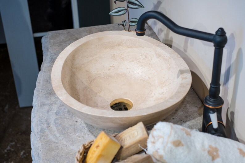 Travertine Sink Bathroom Sink Made of Natural Travertine Stone With