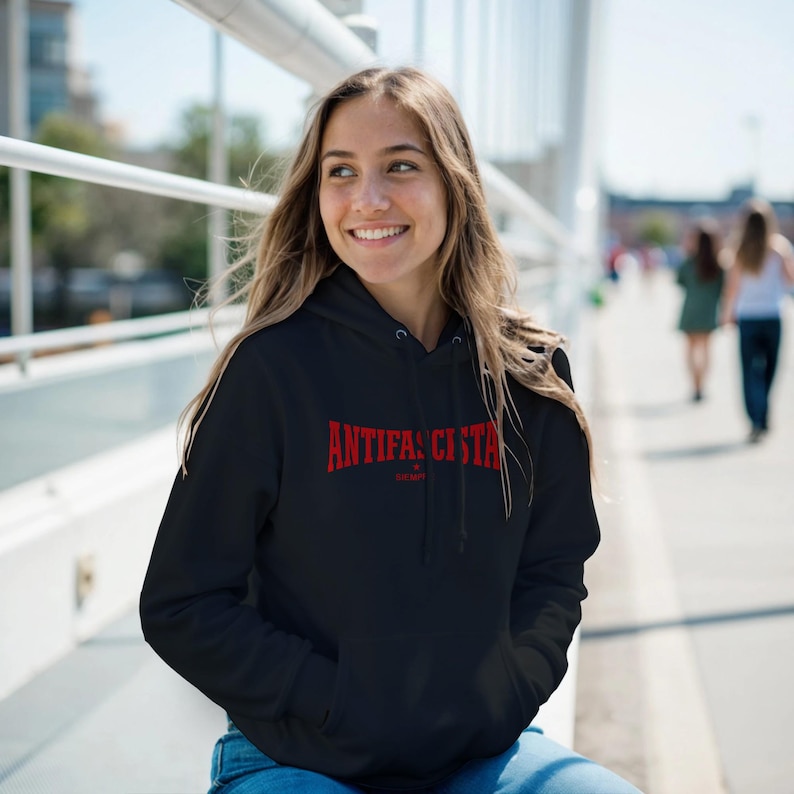 Antifascista Siempre – Antifa Statement Hoodie (DTF) | Political Unisex Hoodie Against Fascism image 4