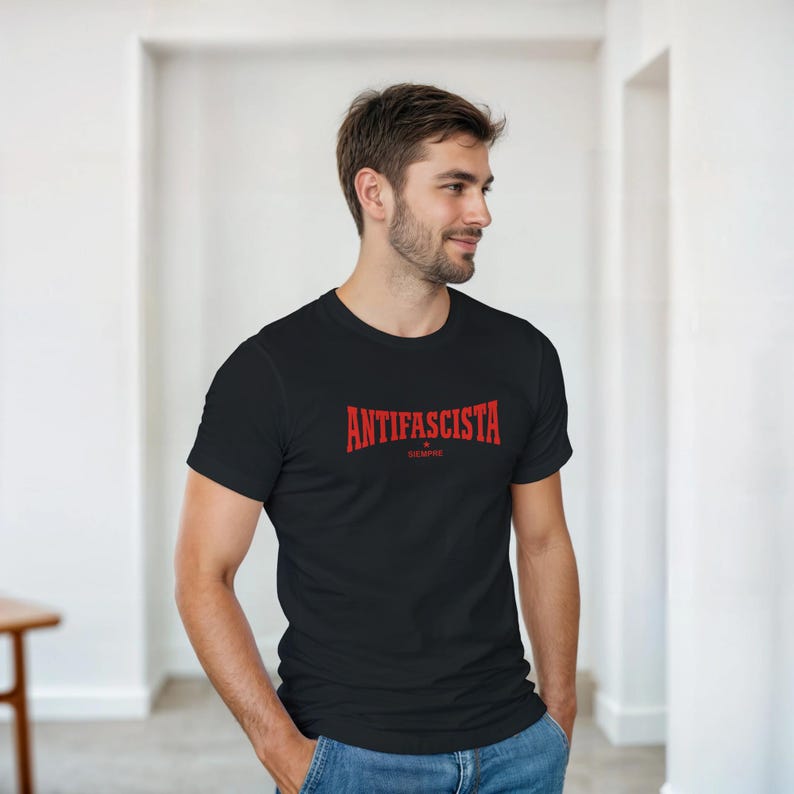 Antifascista Siempre Shirt | Antifa Statement | Unisex Black T-Shirt | Gildan 5000 | Political Protest Shirt image 2