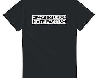 Unisex-T-shirt "Älska musik, hata fascism" – Gildan® 5000 | 100 % bomull