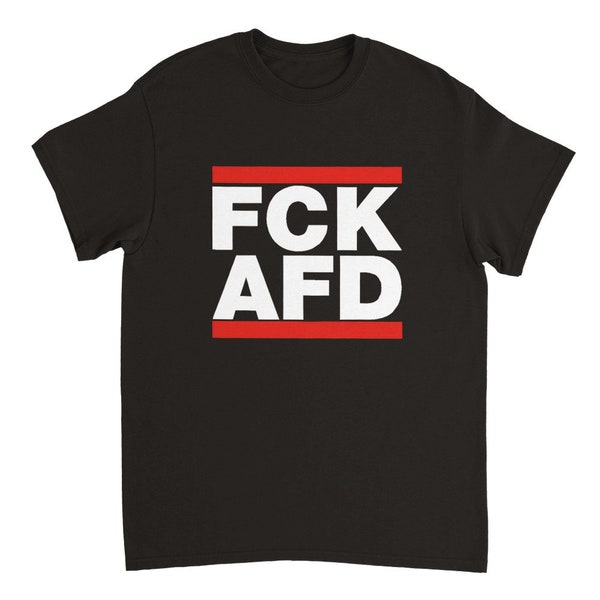 FCK AFD - Schweres Unisex T-Shirt mit Rundhalsausschnitt