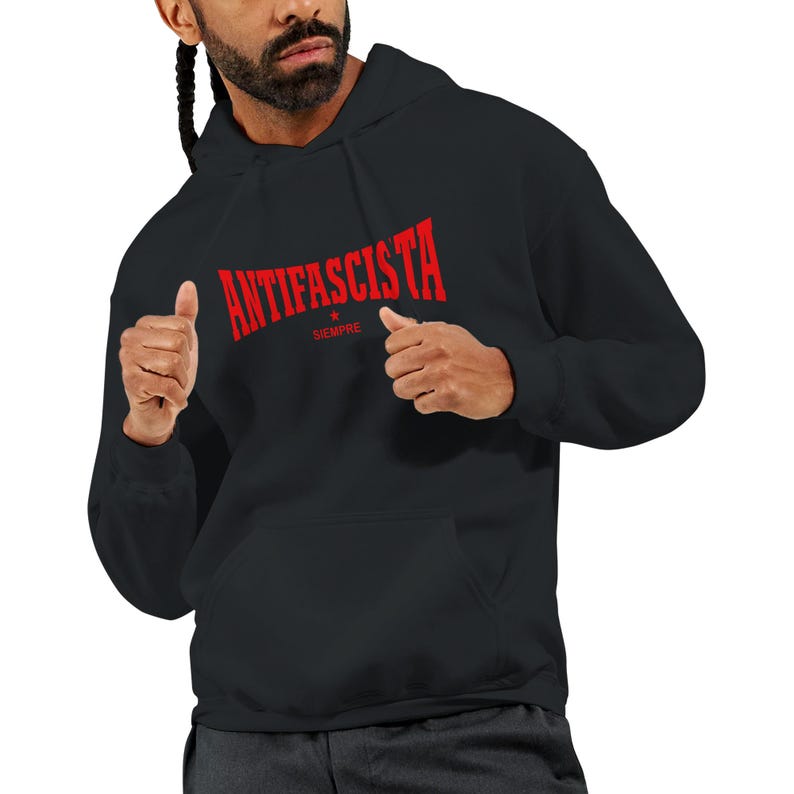 Antifascista Siempre – Antifa Statement Hoodie (DTF) | Political Unisex Hoodie Against Fascism image 7