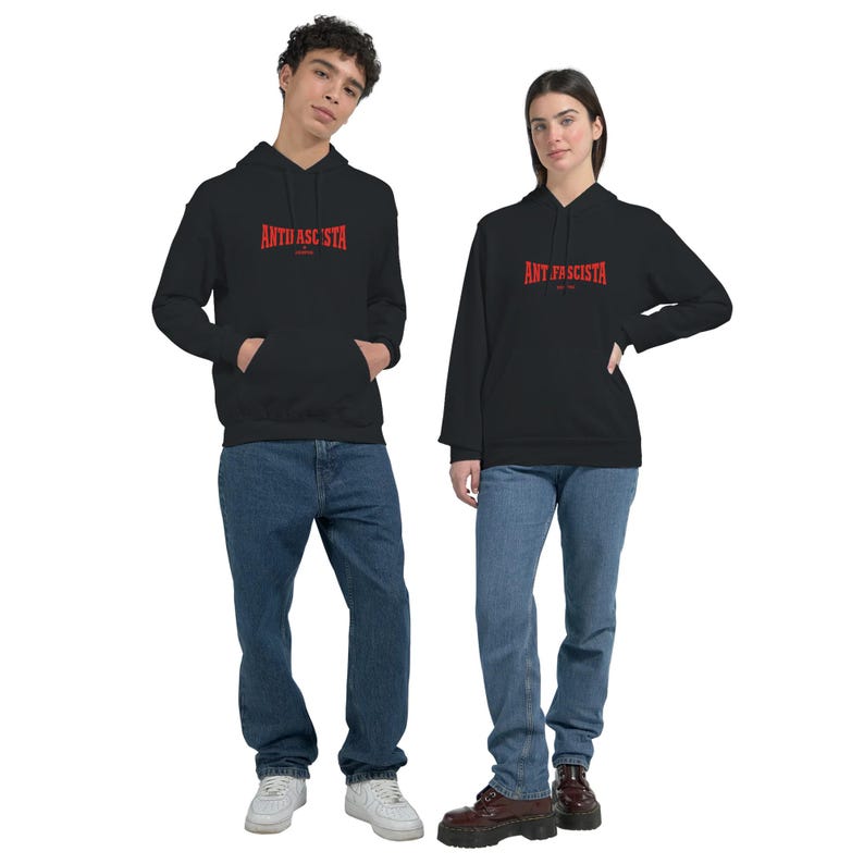 Antifascista Siempre Hoodie | Antifa Statement Hoodie | Unisex Gildan 18500 | Left-Wing Streetwear Outfit | Political Protest Sweater image 8