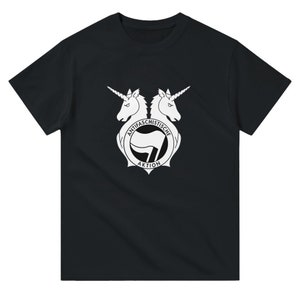 Unicorn Antifascist Action Unisex T-Shirt – Gildan® 5000 – Political Statement Shirt – Sizes S to 5XL image 1