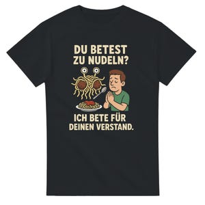 Funny Noodle Monster T-Shirt | Flying Spaghetti Monster | Anti-religion satire shirt | Gift idea for atheists | Unisex cotton shirt