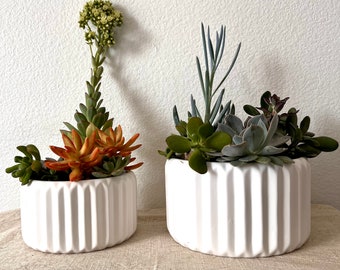 White fluted planter bowl available in two different sizes