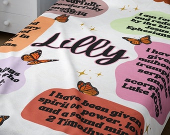 Bible Affirmations Custom Names Kids Blanket Customized Baby Shower Gift Girls Personalized Name Christmas Present Custom Plush Blanket