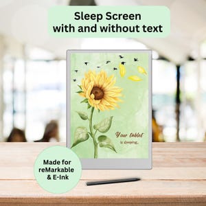 Sleep Screen for reMarkable Paper Pro | reMarkable 2 | Onyx Boox |  E-ink custom color screensaver | rMPP | With watercolor sunflower