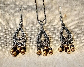 Silver Necklace and Earring Set