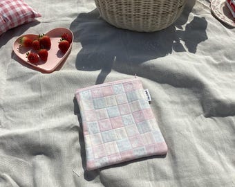 The Pastel Patchwork Quilted Book/Tablet Case | Handmade, Custom, Aesthetic Gift, Cute, Kindle/IPad/Book Sleeve, Unique, Kindle Pouch, Case