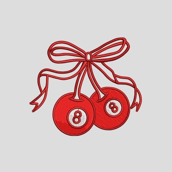 8 Balls Cherries With A Bow Coquette Trendy Embroidery File