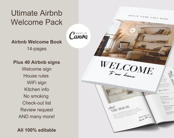 Airbnb Mega Bundle, Airbnb Host Welcome Pack, 40 Airbnb Signs, Airbnb Welcome Book Template, Airbnb Template, Canva Template