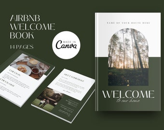 Airbnb Welcome Book Template Cabin, Vacation Rental Welcome Book Template, Airbnb Welcome Mountain, VRBO Welcome Book Template for Canva