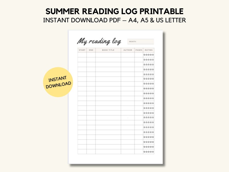 Summer Reading Log Printable Reading - Il 794xN.5045709810 Hwn3