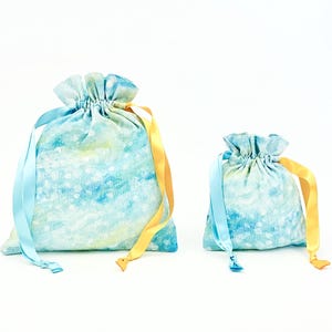 Soft Colored Drawstring Bag &quot;Shinning Spring Breeze&quot;, original water color pattern