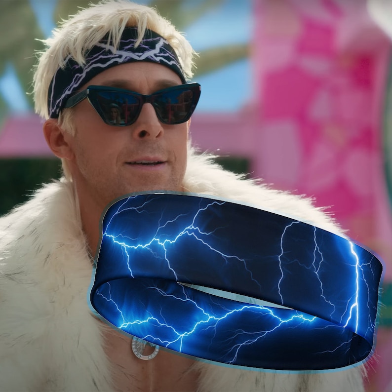 Ken's Headband Blue Lightning Headband as Seen in the Etsy