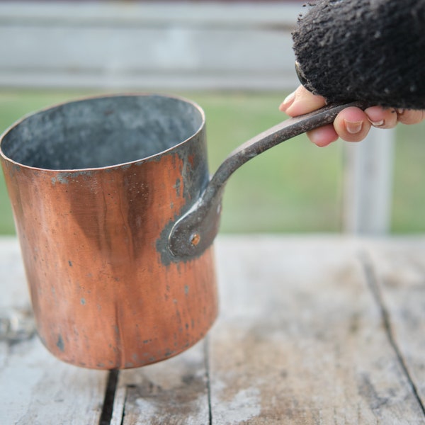 Antique Bain-Marie Copper Pot, Made in France, Early 1900s