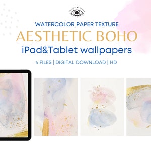 Aesthetic iPad Wallpaper, Boho Tablet Background, Watercolor Texture Background, Feminine Wallpapers, Digital Screensaver Lock screen