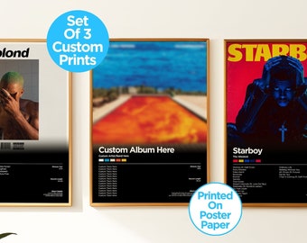 Set Of 3 Music Posters | Custom Album Cover | Bedroom Art Decor | Customizable Song Gift | Personalised Music Print Aesthetic | Song Lyrics