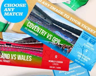 Spersonalizowany bilet na mecz piłki nożnej | Wybierz dowolny mecz piłki nożnej | Spersonalizowany bilet na mecz