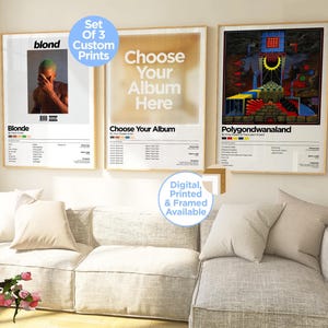 3er Set Musikposter | Personalisierte Musik Print Ästhetik | Wählen Sie Ihren Lieblings-Track | Anpassbares Song Geschenk | Personalisiertes Albumcover