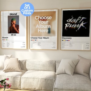 Set Of 3 Music Posters Personalised Music Print Aesthetic Choose Your Favourite Track Customizable Song Gift Custom Album Cover image 1