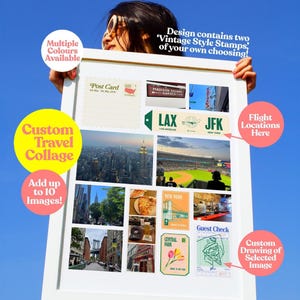 Benutzerdefinierte Reise-Foto-Collage | Personalisierte Erinnerungen Druck | Lieblingsorte Dekor | Flitterwochen Wandkunst | Urlaubsreise | Souvenir Geschenk