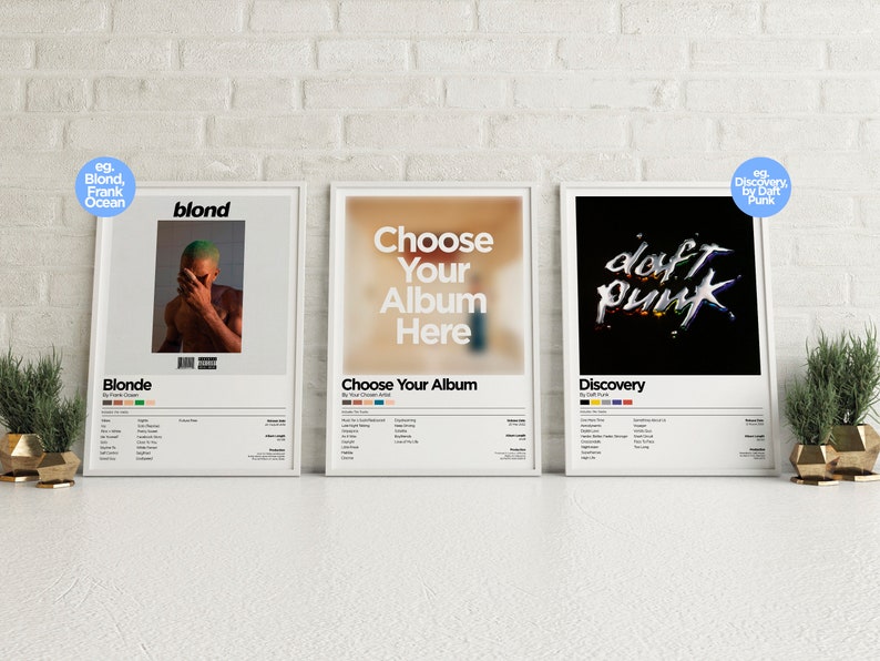 Set Of 3 Music Posters Personalised Music Print Aesthetic Choose Your Favourite Track Customizable Song Gift Custom Album Cover zdjęcie 2