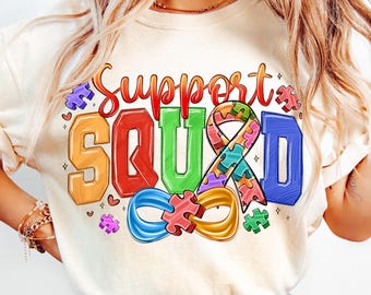 Autism Awareness Support Squad Png, Blue Rain Design (Digital Download)