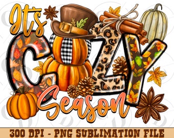 Cozy Season Fall Design, Pumpkin PNG, Autumn Vibes (Digital Download)
